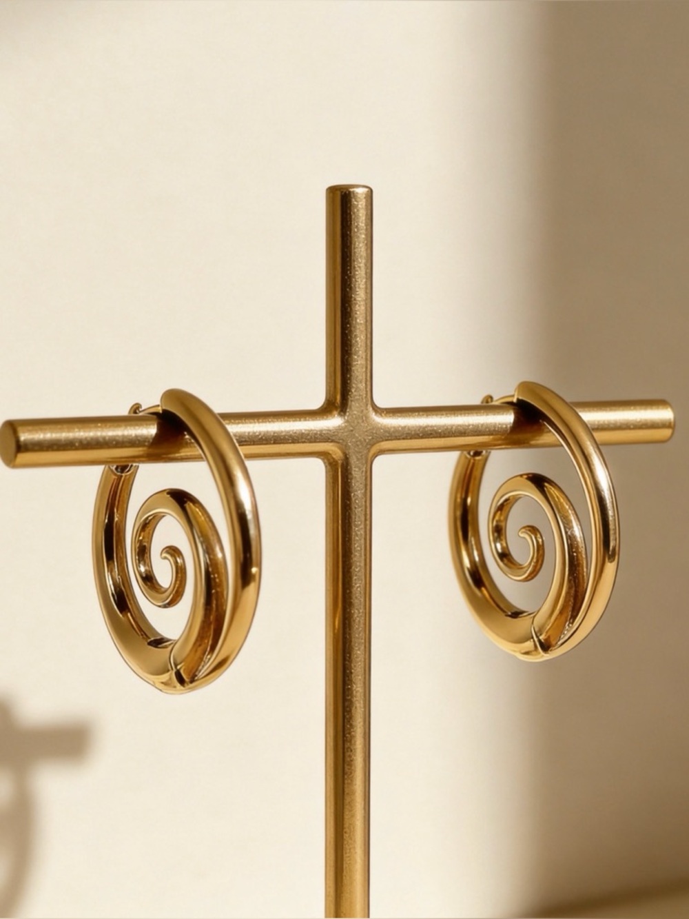 Gold Spiral Hoop Earrings - Women Jewelry